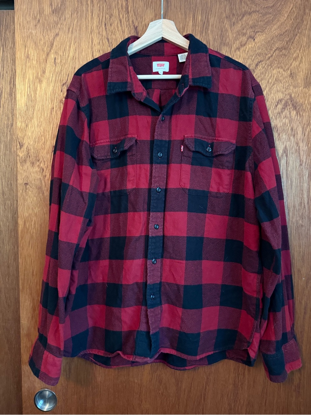 Levi's Red and Black Buffalo Plaid Button-Down Shirt Men’s XXL